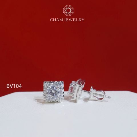 Hoa Tai BV104 CHAM JEWELRY, Hoa Tai Viền Chạm Máy Chủ 5.0mm ( TBV372).