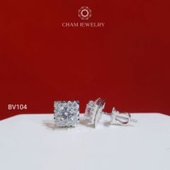 Hoa Tai BV104 CHAM JEWELRY, Hoa Tai Viền Chạm Máy Chủ 5.0mm ( TBV372).