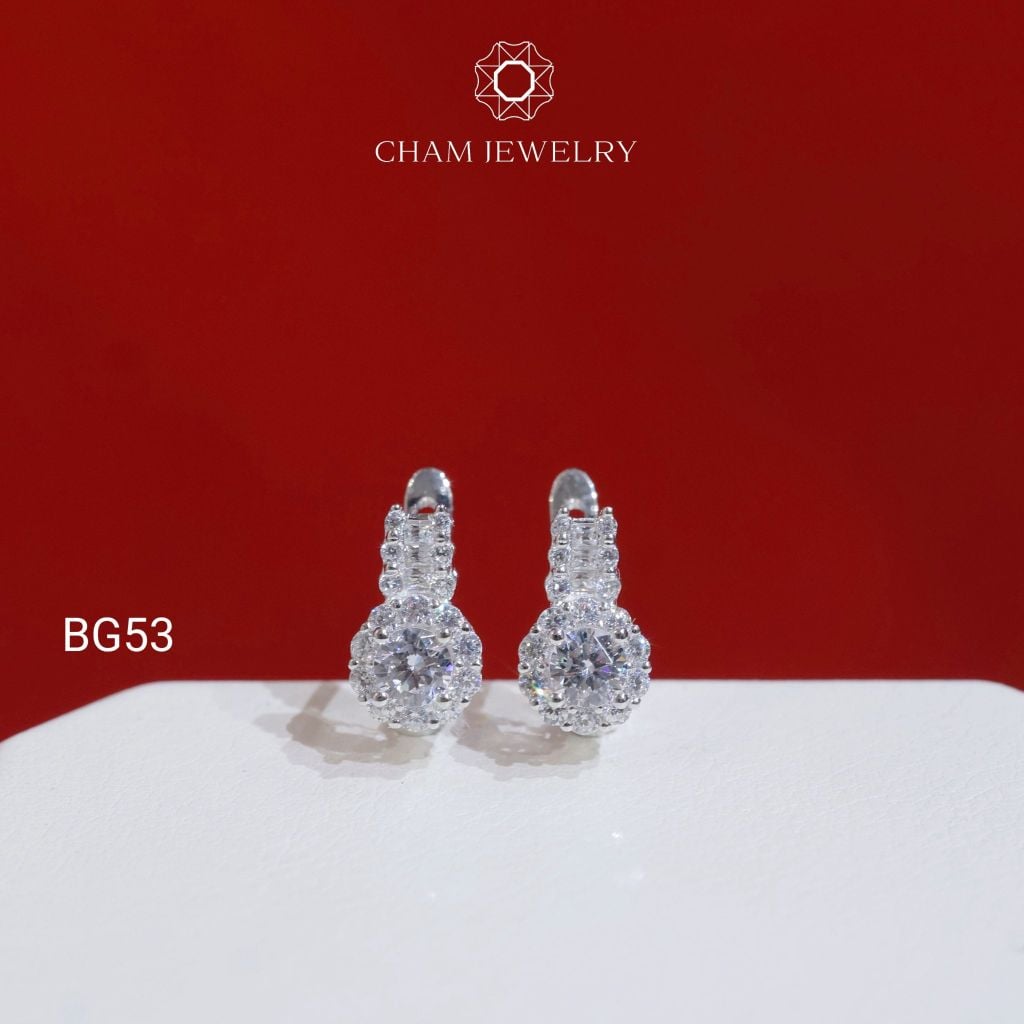 Hoa Tai BG53 CHAM JEWELRY, Chủ 4.0mm (Barcode TBG1095).