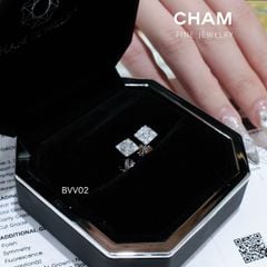 Hoa Tai BVV02 Chủ 3.0mm D VVS2 Vàng 10k Kim cương Lab-grown