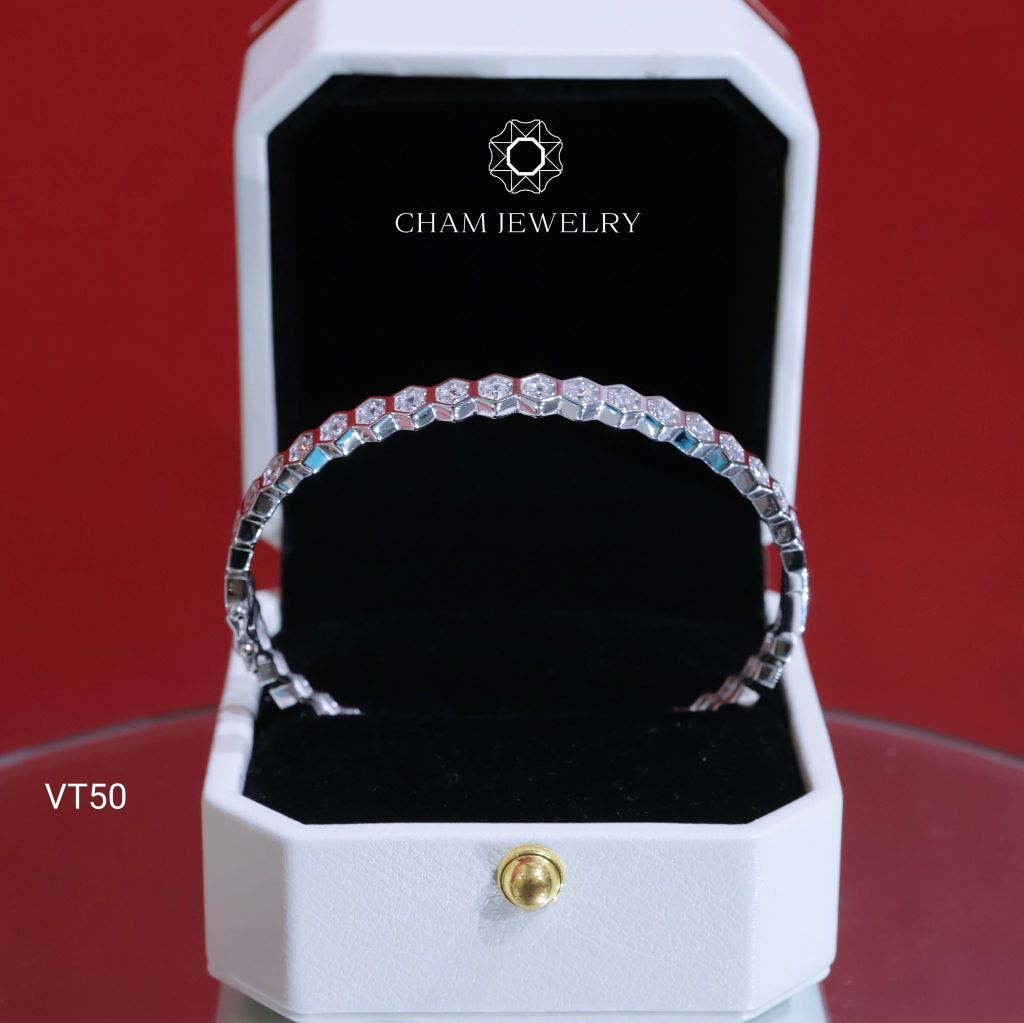 Vòng Tay VT50 CHAM JEWELRY, Vòng Full Đá Lục Giác 2.0mm (Barcode CV8060)