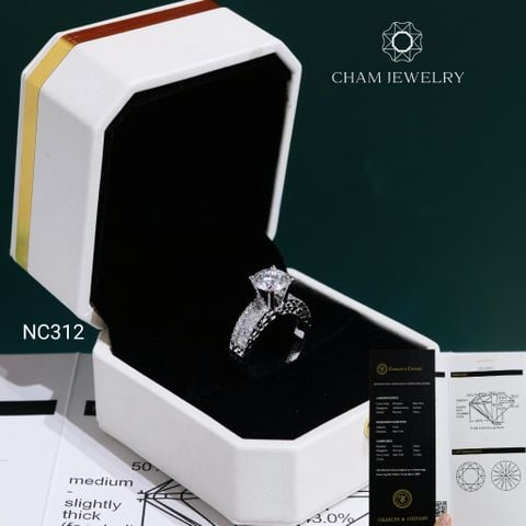 Nhẫn NC312 CHAM JEWELRY, Đá Moissanite C&C Chủ 8.1mm (Barcode OCNN146)