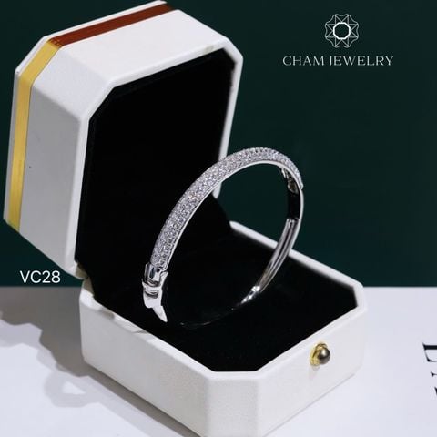 Vòng Tay VC28 CHAM JEWELRY, Vòng Tay Nửa Hàng Đá Full Moissanite C&C (OCV27).