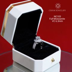 Nhẫn NC103 CHAM JEWELRY, Full Đá Moissanite, Chủ 6.3mm (Barcode ONNU18)