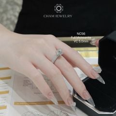 Nhẫn NC56 CHAM JEWELRY, Full Kim Cương Moissanite Chủ 5.0mm (Barcode ONNU31).