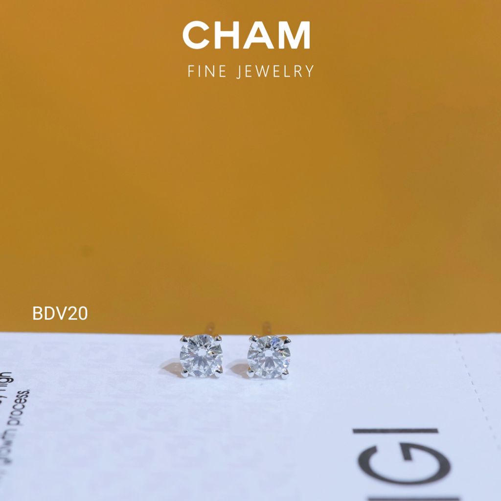 Hoa Tai BDV20 Chủ 4.5mm Vàng 10k Kim Cương Lab Grown Diamond