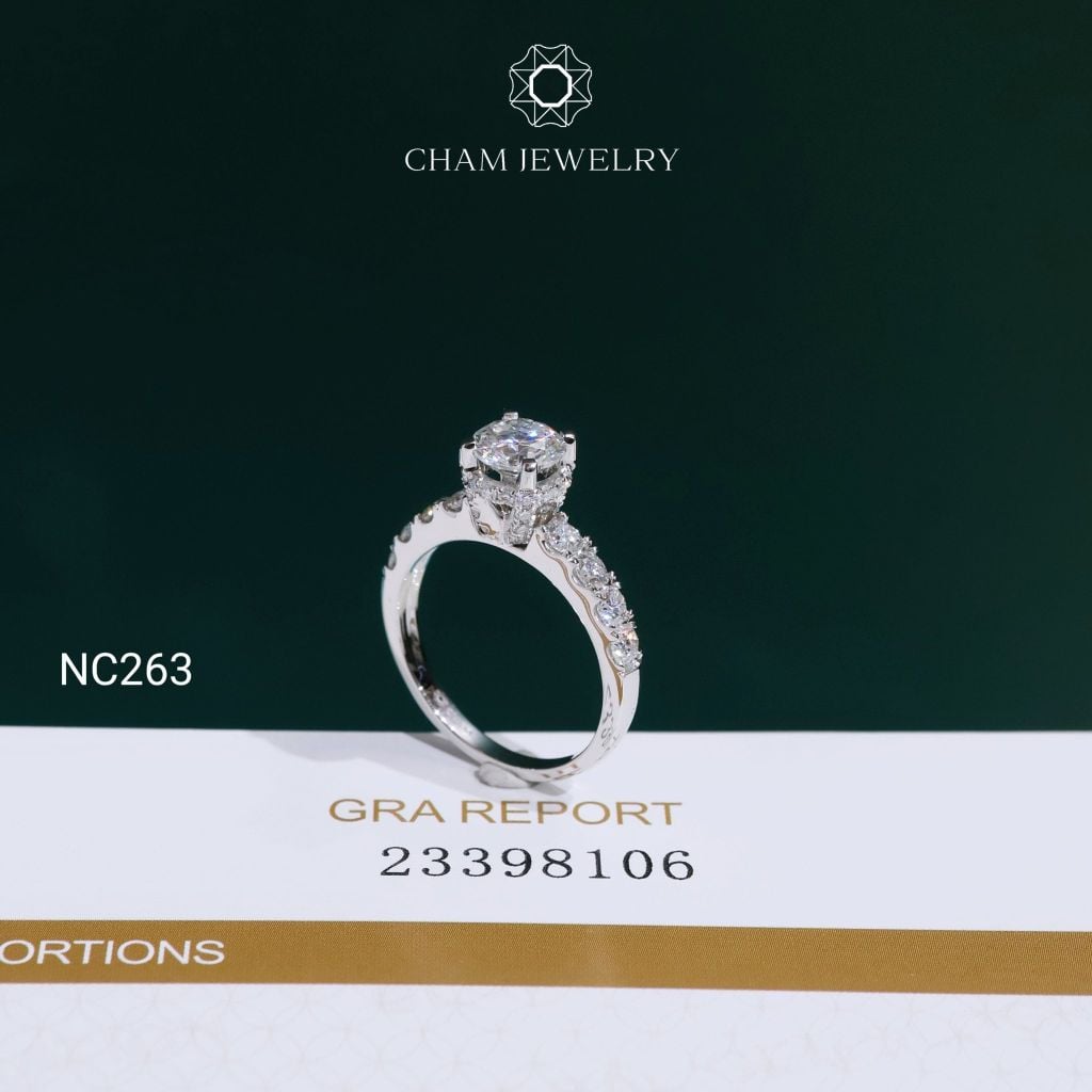Nhẫn NC263 CHAM JEWELRY, Nhẫn Full Đá Moissanite Chủ 6.0mm (Barcode OCNN94)