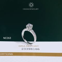 Nhẫn NC263 CHAM JEWELRY, Nhẫn Full Đá Moissanite Chủ 6.0mm (Barcode OCNN94)