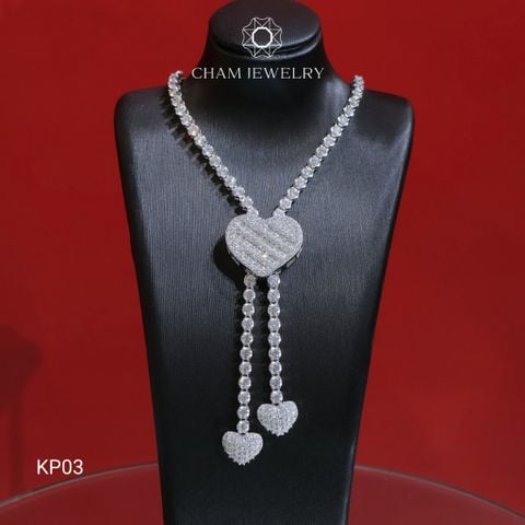 Dây Chuyền KP03 CHAM JEWELRY, Dây Full Tenic 2.5mm Mặt Tim (Barcode TDKM492)