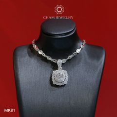 Mặt Dây Chuyền MK81 CHAM JEWERLY, Mặt Vuông 2 Viền Đá, Chủ 6.0mm (Barcode TMA1864).