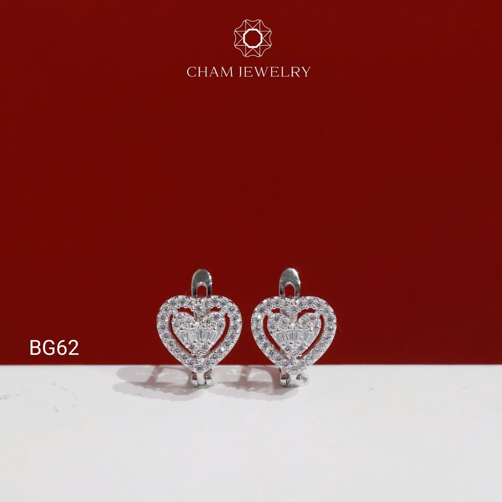 Hoa Tai BG62 CHAM JEWELRY, Hoa Tai Trái Tim (Barcode TBG1116).