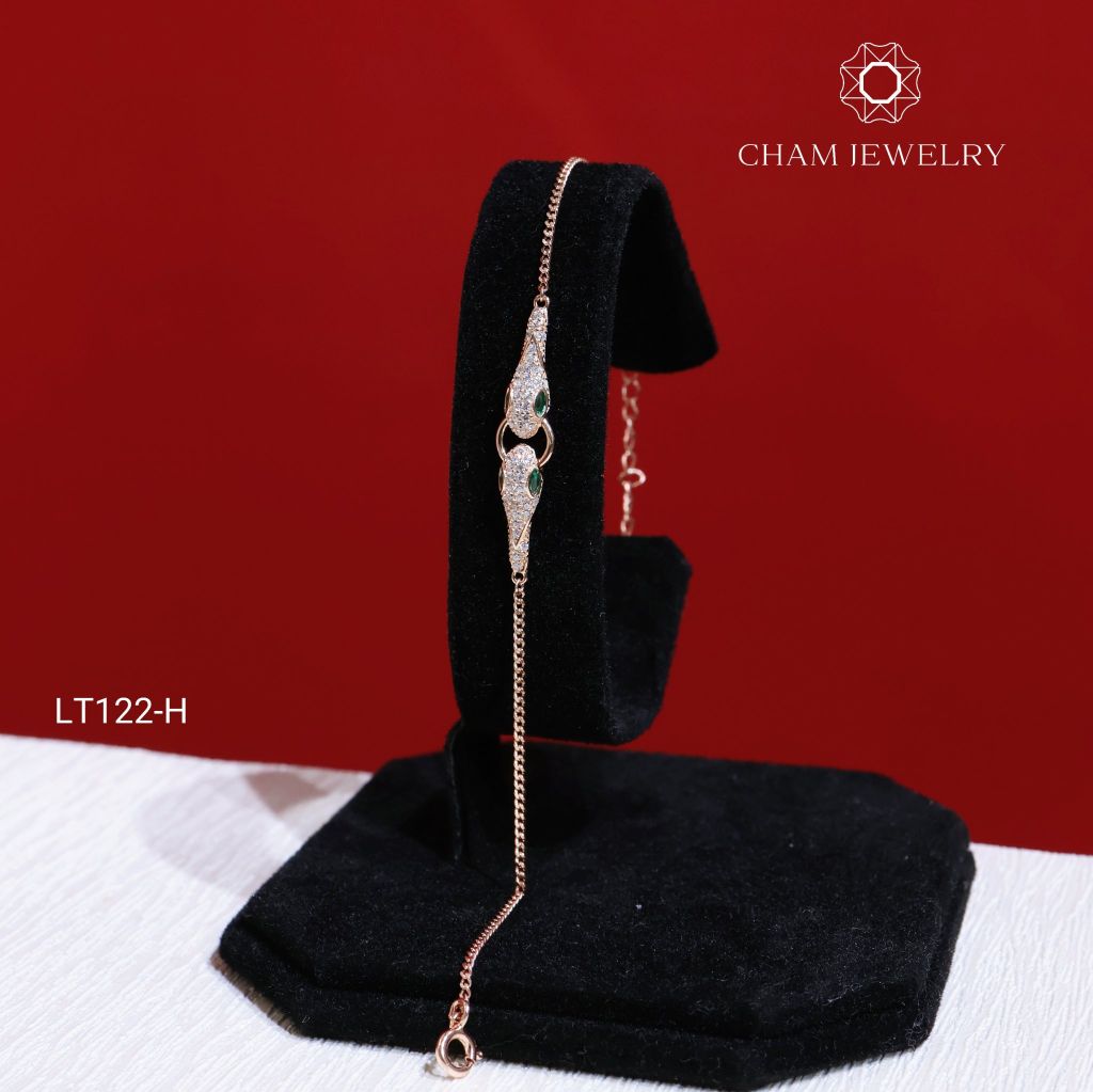Lắc Tay CHAM JEWELRY LT122, Lắc Tay Rắn Bạch Kim Và Vàng Hồng, Free Size (Barcode CSL70272).