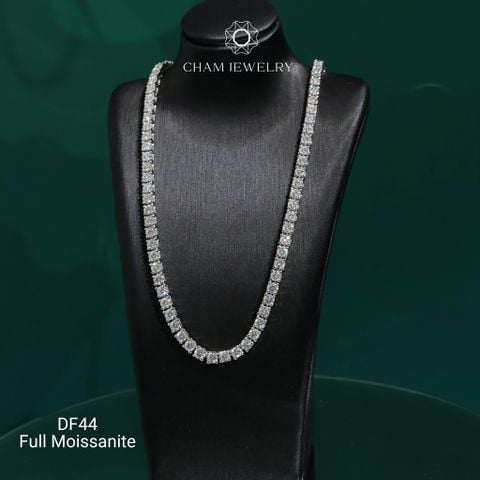 Dây Chuyền DF44 CHAM JEWELRY, Dây Chuyền Code Full Đá Moissanite 3.0mm (Barcode ODC03).