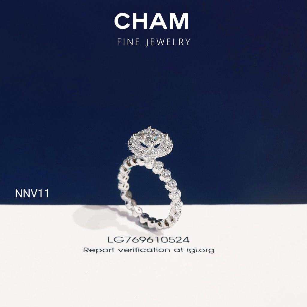 Nhẫn Nữ NNV11 Vàng 10k 7.2mm Kim Cương Lab Grown Diamond (Barcode DNU10)