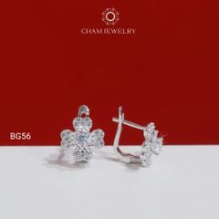 Hoa Tai BG56 CHAM JEWELRY, Hoa Tai Kiểu Cỏ 4 Lá Trái Tim, Chủ 3.5mm (Barcode TBG1109).