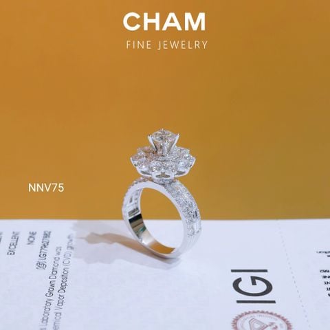 Nhẫn Nữ NNV75 Vàng 10k Chủ 5.4 Kim Cương Lab Grown Diamond