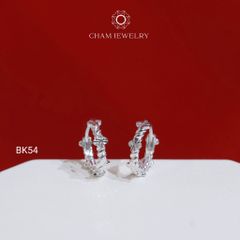 Hoa Tai BK54 CHAM JEWELRY, Hoa Tai Khoen Cỏ 4 Lá Tia Chạm Máy Bản 2.0mm (Barcode TBK360).