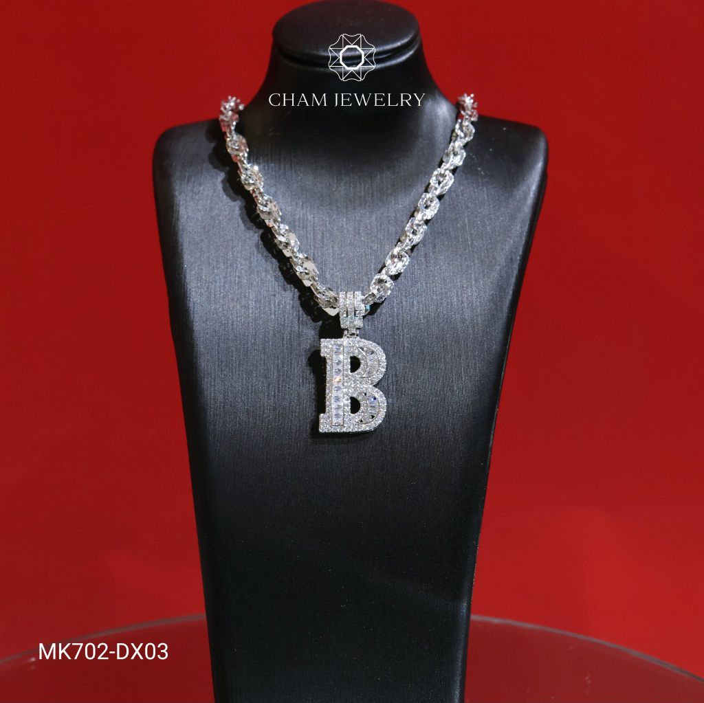 Dây Và Mặt MK702-DX03 50cm CHAM JEWELRY, Mặt Chữ B Full Đá