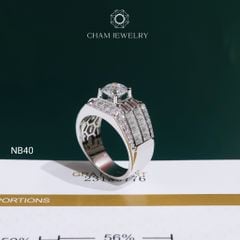 Nhẫn Nam NB40 CHAM JEWELRY, Full Moissanite Chủ 7.5mm (Barcode OCNA08)