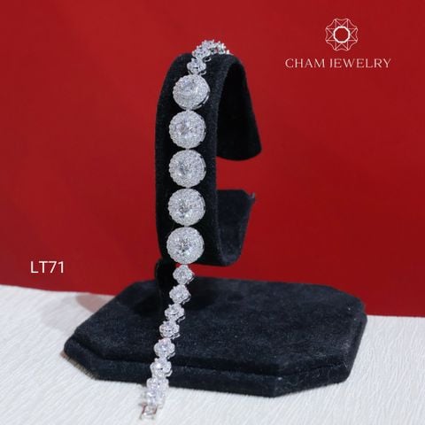 Lắc Tay CHAM JEWELRY LT71, Lắc Tròn 2 Viền Đá, Chủ 5.5mm (Barcode TLT1385)