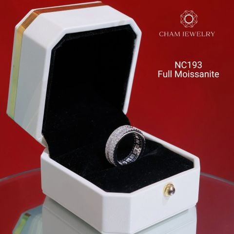 Nhẫn NC193 CHAM JEWELRY, Full Đá Moissanite, Bản 6.0mm (Barcode OCNN22).