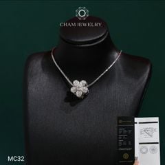 Mặt Dây Chuyền MC32 CHAM JEWELRY , Mặt Hoa 5 Lá Đá Moissanite C&C (Barcode OCM05).