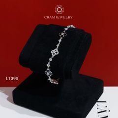 Lắc Tay LT390 CHAM JEWELRY, Lắc Kiểu Cỏ 4 Lá Đen Trắng ( C-LT229(A21) ).