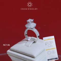 Nhẫn NC146 CHAM JEWELRY, Full Đá Moissanite Chủ 6.3mm (Barcode ONNU153).