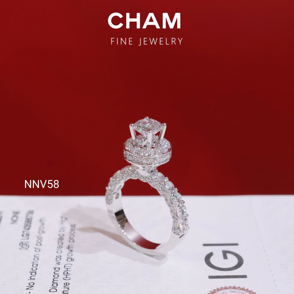 Nhẫn Nữ NNV58 Vàng 10k Chủ 6.3 Kim Cương Lab Grown Diamond
