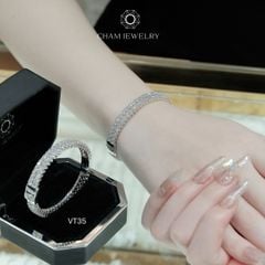 Vòng Tay CHAM JEWELRY VT35, 2 Hàng Đá 3.0mm ( Barcode TV42).