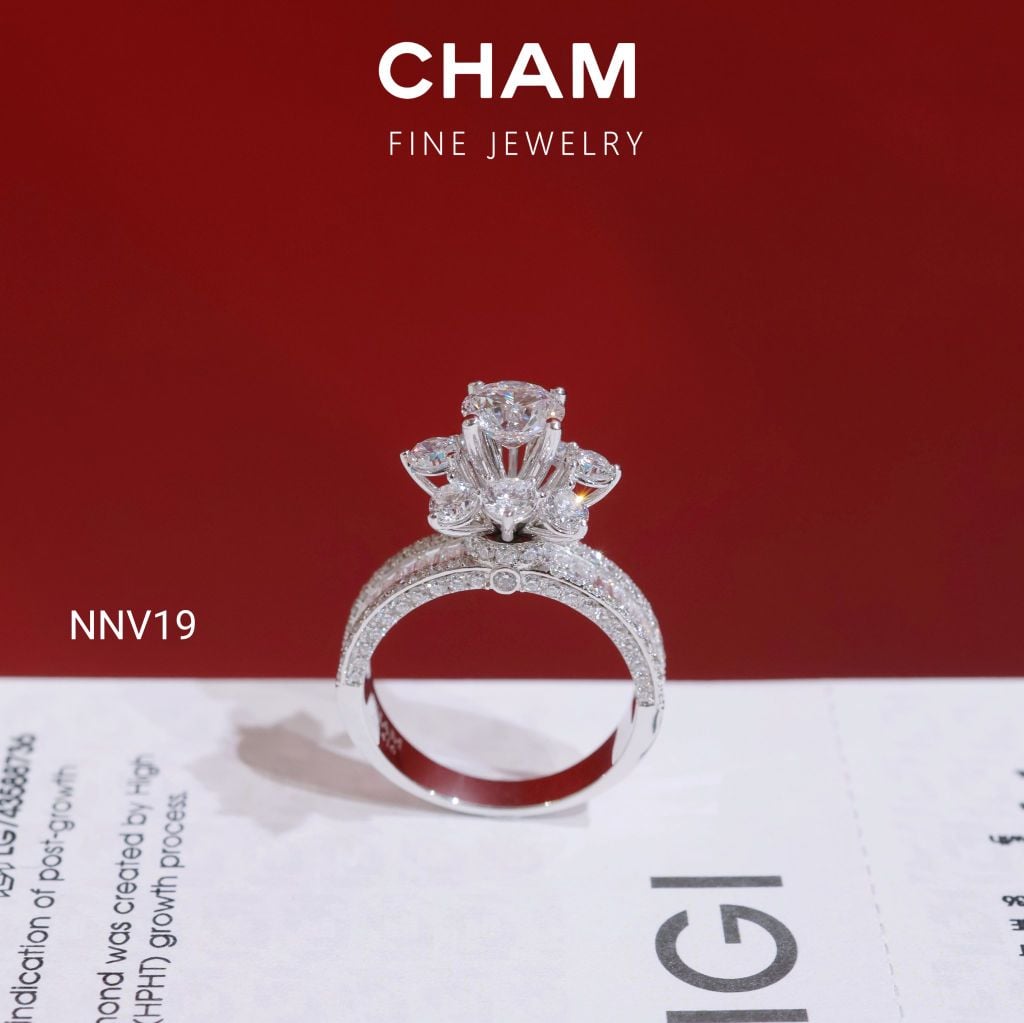 Nhẫn Nữ NNV19 Chủ 6.3mm Vàng 10k Kim Cương Lab Grown Diamond