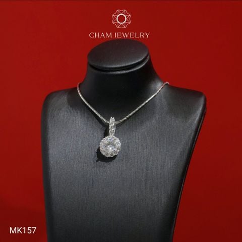 Mặt Dây Chuyền MK157 CHAM JEWELRY, Mặt Halo Tròn Chủ 6.5mm (Barcode TVB321M).