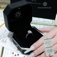 Nhẫn NC138 CHAM JEWELRY, Full Đá Moissanite Chủ 7x9mm (Barcode OTN06)