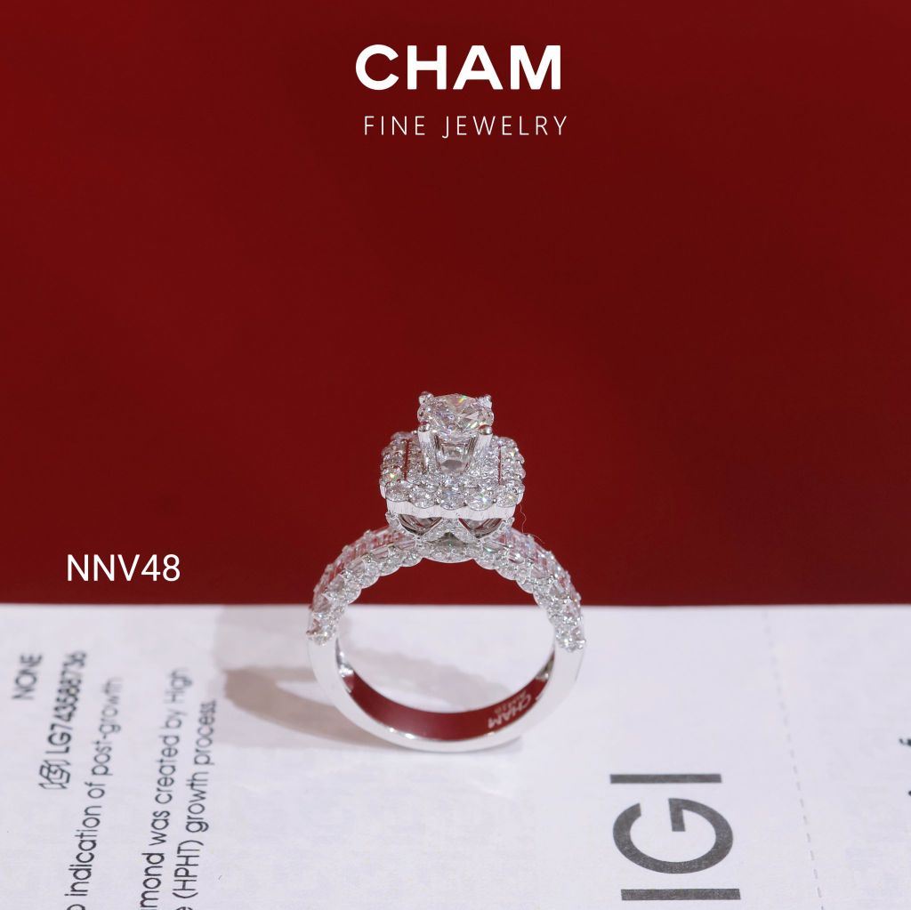 Nhẫn Nữ NNV48 Vàng 10k Chủ 5.4mm Kim Cương Lab Grown Diamond