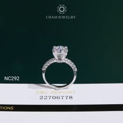Nhẫn NC292 CHAM JEWELRY, Đá Moissanite C&C Chủ 9.0mm (Barcode OCNN140)
