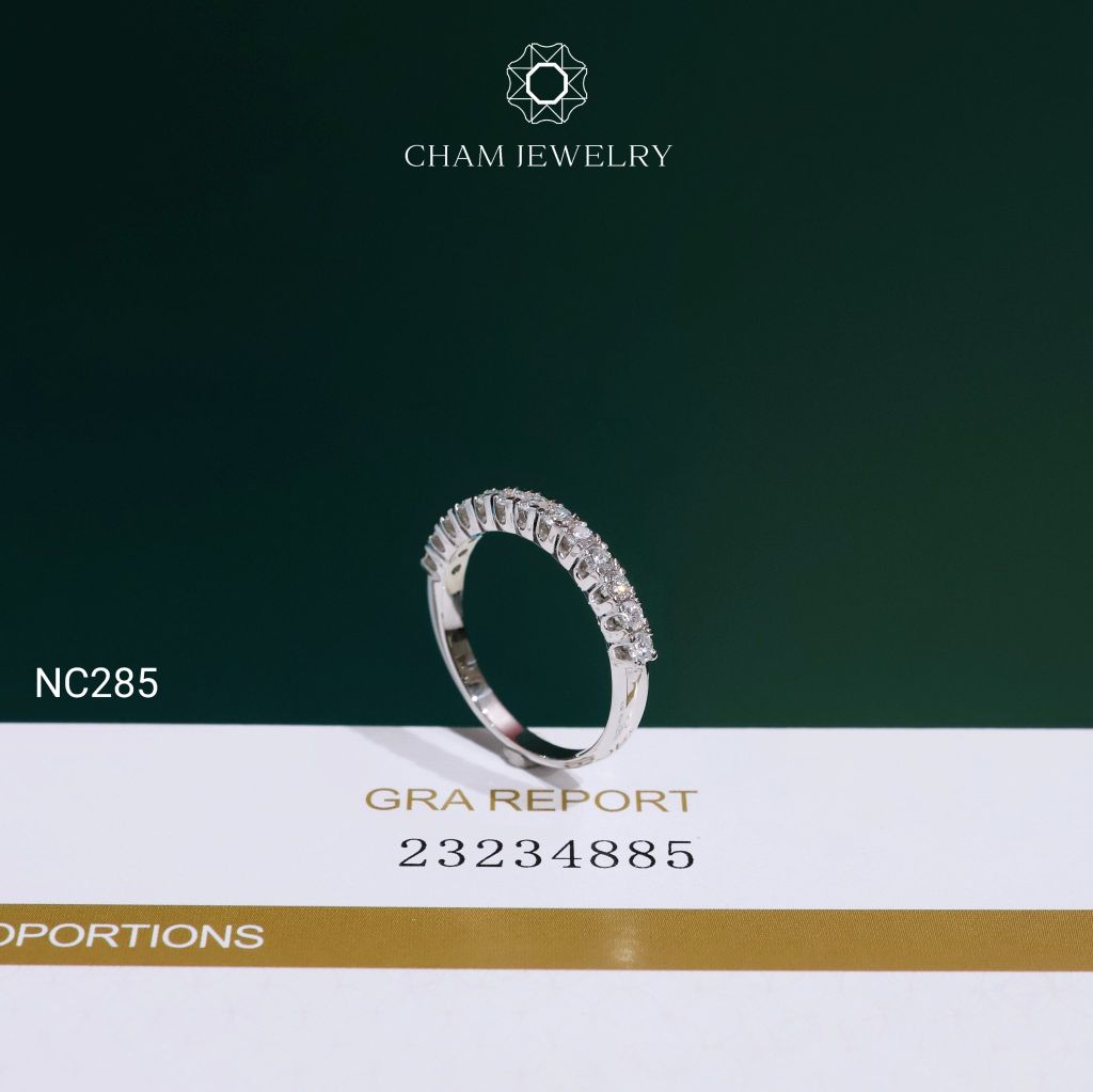 Nhẫn NC285 CHAM JEWELRY, Nhẫn Full Nửa Hàng Đá Moissanite 2.0mm(Barcode OCNN157)