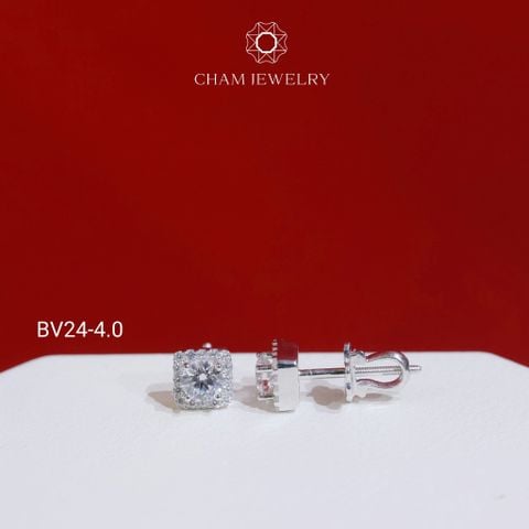Hoa Tai CHAM JEWELRY BV24, Hoa Tai Xoàn Vuông  (Barcode TBV19  - TBV20).