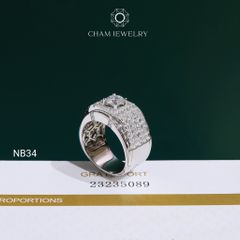Nhẫn Nam NB34 CHAM JEWELRY, Full Moissanite Chủ 6.3mm (Barcode ONNA69)