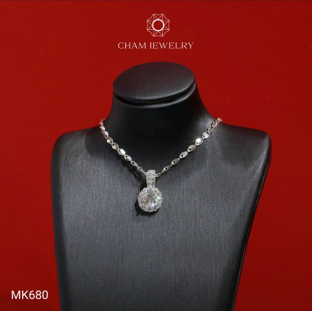 Mặt Dây Chuyền MK680 CHAM JEWELRY, Xoàn Tròn Chủ 6.0mm (Barcode TMX362).