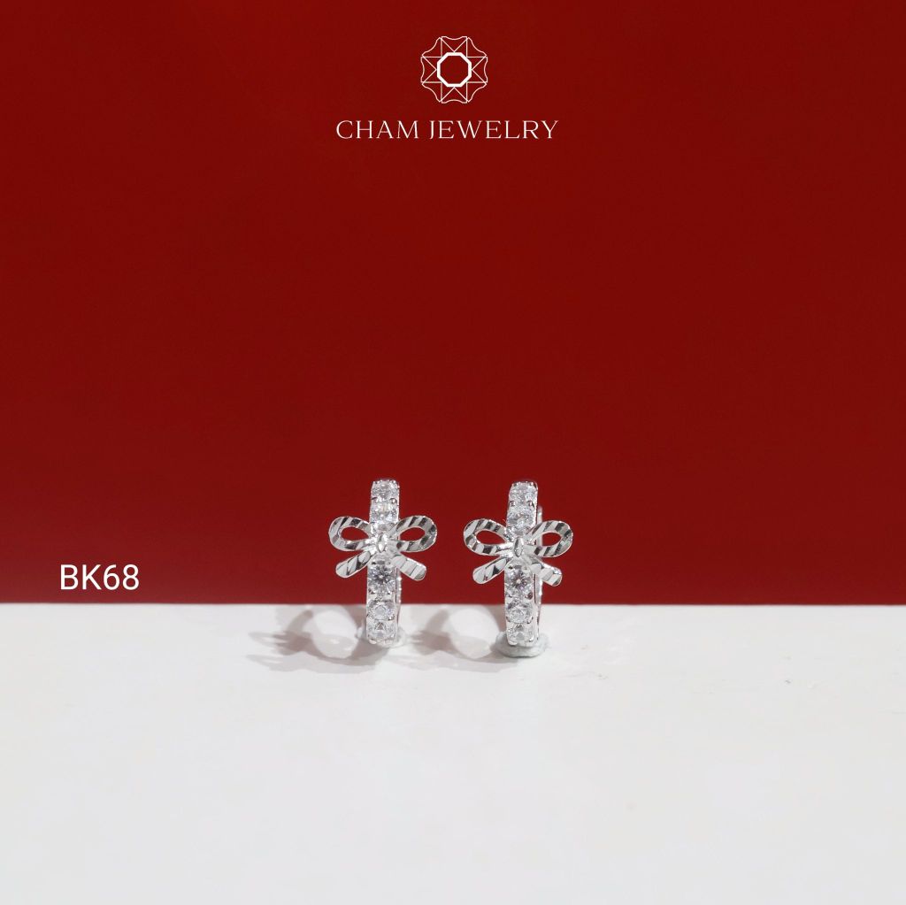 Hoa Tai BK68 CHAM JEWELRY, Hoa Tai Khoen Kiểu Nơ (Barcode TBK249).