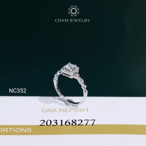 Nhẫn NC352 CHAM JEWELRY, Chủ Vuông 4.0x4.0mm Full Đá Moissanite (OCNN111)
