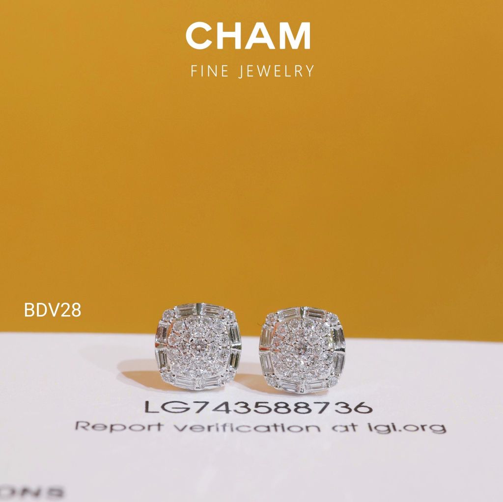 Hoa Tai BDV28 Vàng 10k Kim Cương Lab Grown Diamond