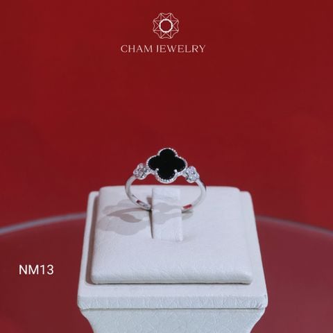 Nhẫn CHAM JEWELRY NM13, Nhẫn Cỏ 4 lá Đen Bản 8.0mm (Barcode TNT565)