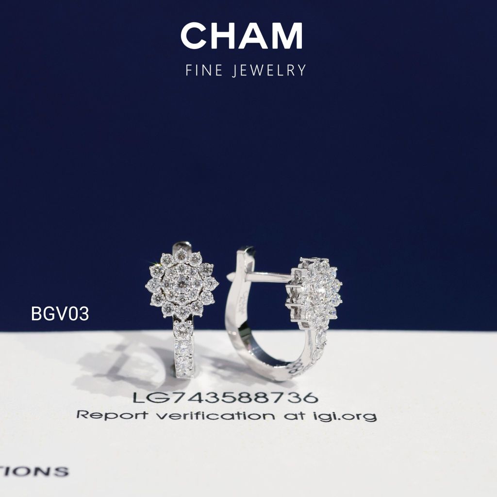 Hoa Tai BGV03 Vàng 10k Kim Cương Lab Grown Diamond