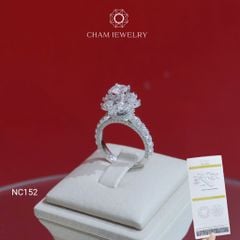 Nhẫn NC152 CHAM JEWELRY, Full Đá Moissanite Chủ 5.4mm (Barcode OTN12).