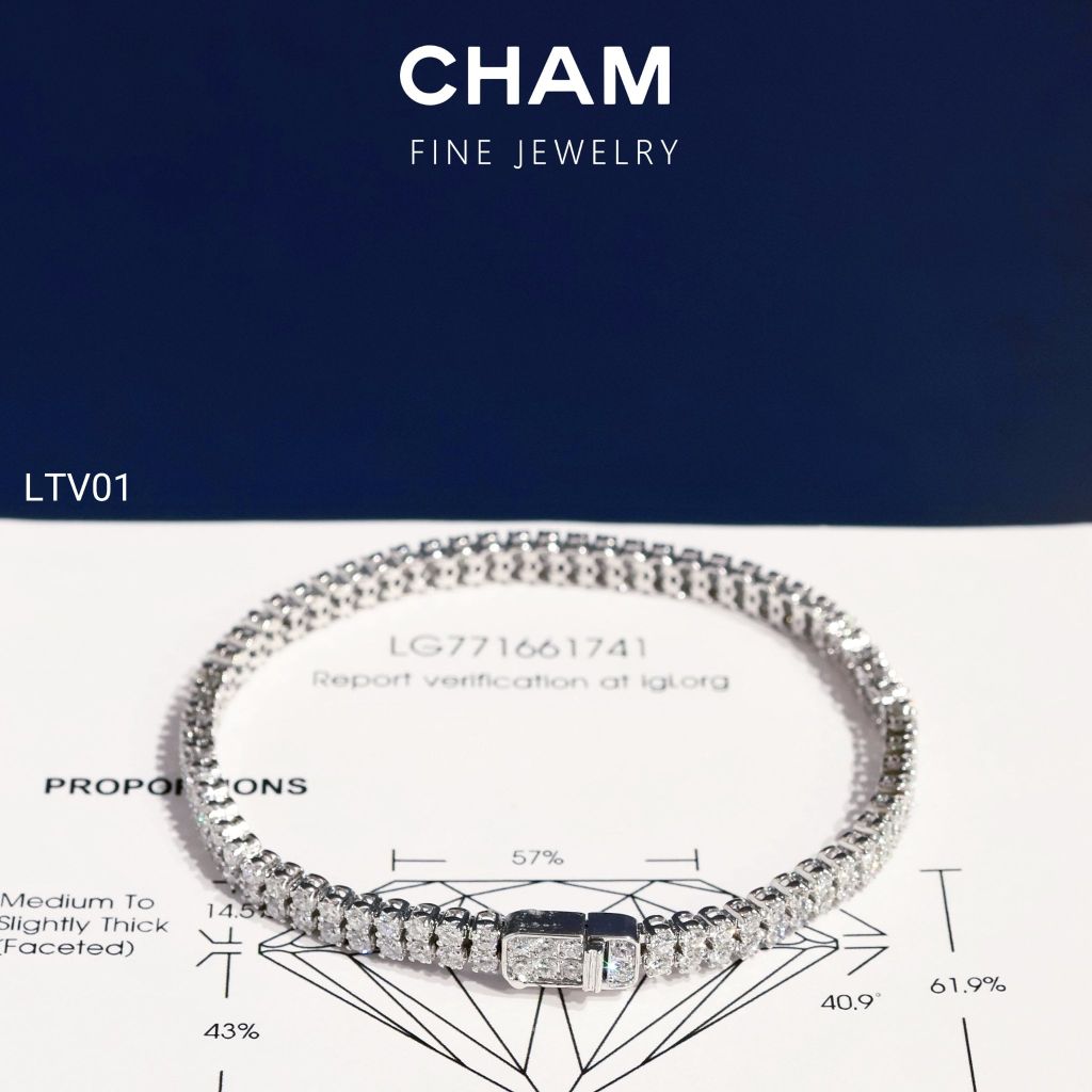 Lắc Tay LTV01 1.8mm Vàng 10k Kim cương Lab-grown