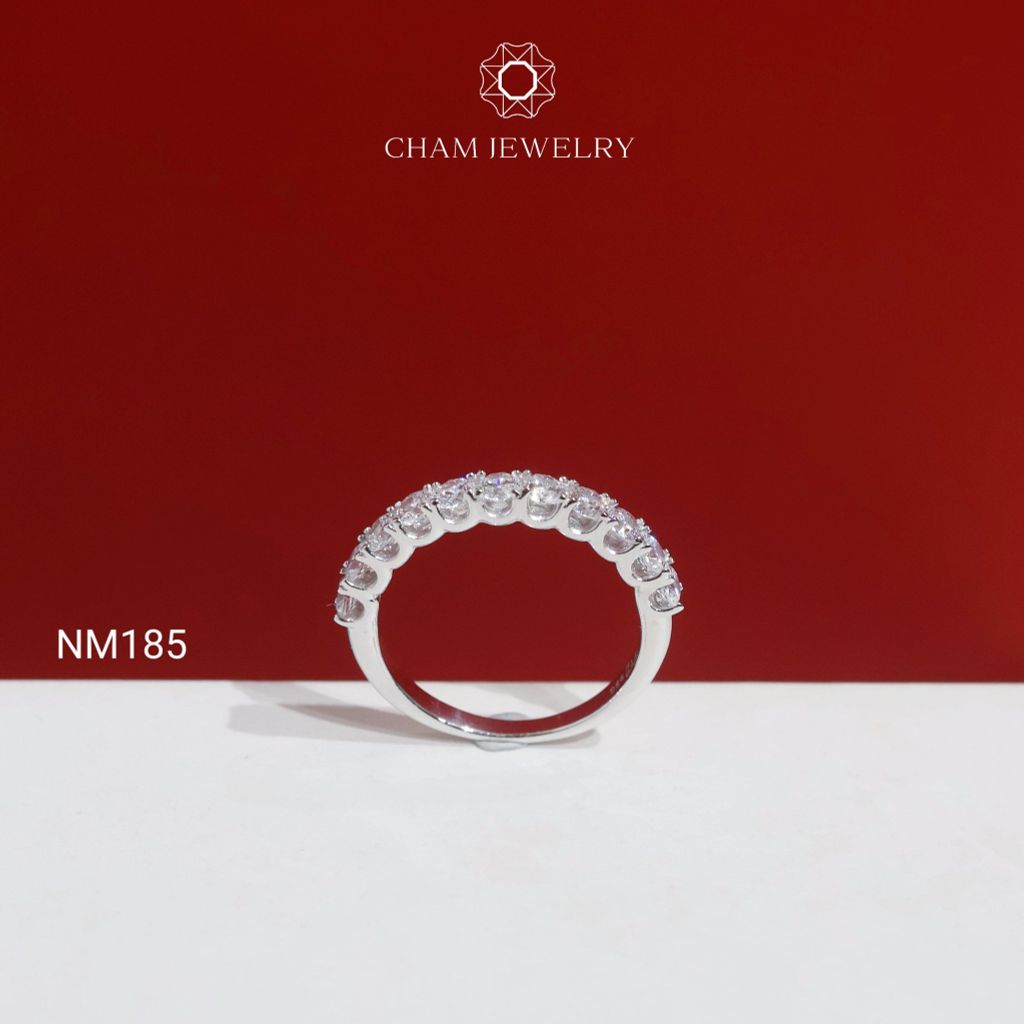 Nhẫn NM185 CHAM JEWELRY, Full Nửa Hàng Đá 2.5mm (Barcode TNT898).