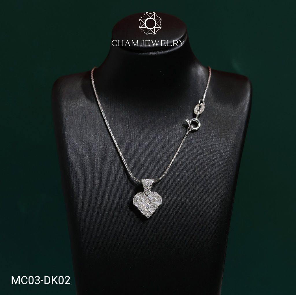 Dây Chuyền MC03-DK02 CHAM JEWELRY, Mặt Trái Tim Full Moissanite  (Barcode TFM17).