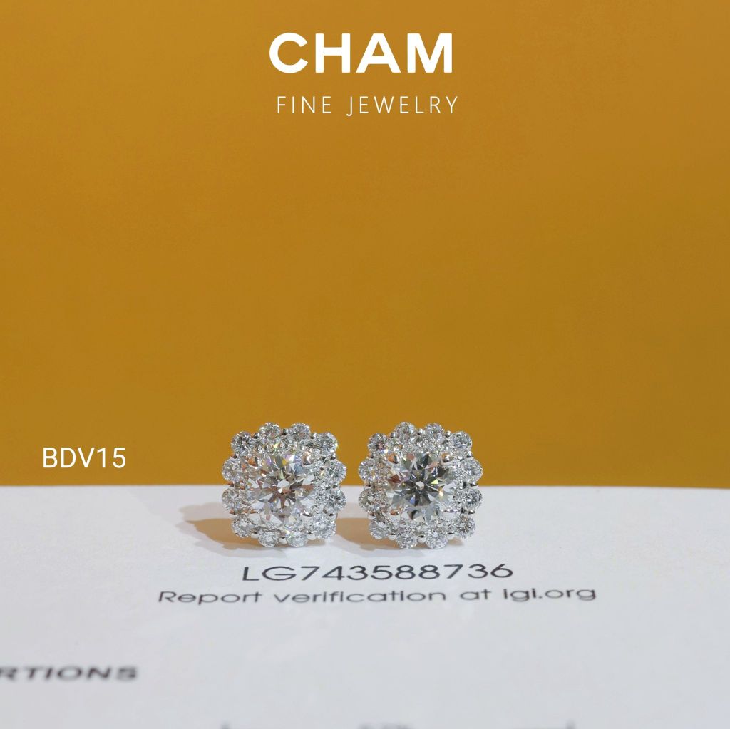 Hoa Tai BDV15 Chủ 5.4mm Vàng 10k Kim Cương Lab Grown Diamond