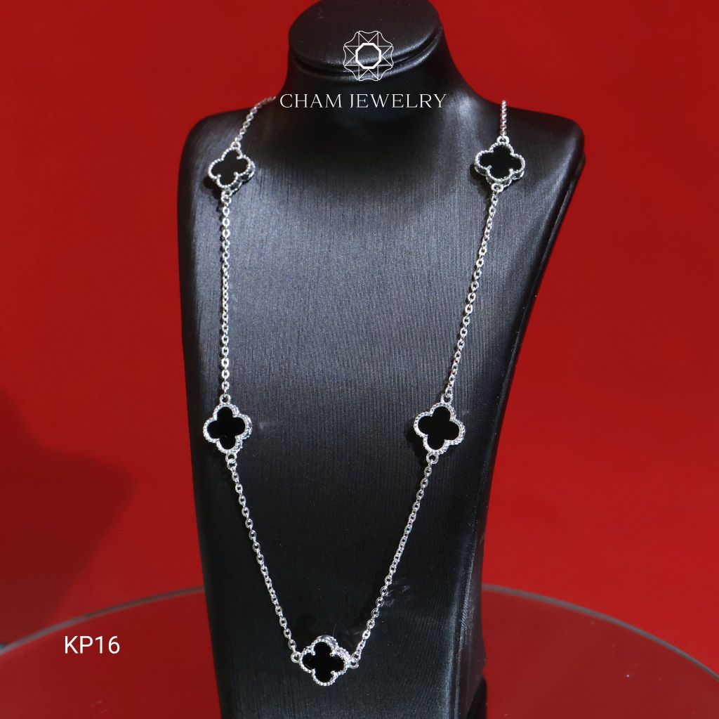 Dây Chuyền KP16 CHAM JEWELRY, Dây Cỏ 4 Lá Đen, Bản 8.0mm ( Barcode CUD22T).